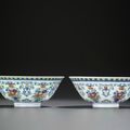A pair of doucai 'floral bouquet' bowls, Yongzheng marks and period (1723-1735)