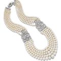 Important and very fine natural pearl and diamond necklace, Cartier, 1930s