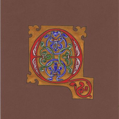 Q italien du Xe XIIe siècle, les couleurs sont de moi.