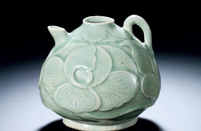A Yaozhou Celadon Glazed Carved Ewer, Northern Song Dynasty, 10th-12th Century