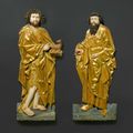 2 figures of Saints in relief, late Gothic, Southern Tyrol, ca. 1470-80