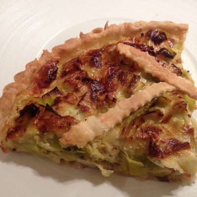 Tarte aux poireaux et au roquefort