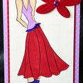 Carte porte-billet féminine en mauve, rouge et violet avec papillon