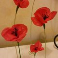 décoration de table , coquelicot en papier de soie 3 euros la fleur