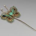 Gold Hairpin with a Butterfly-shaped Finial in Filigree, Early Qing period