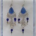 Boucles D'Oreilles Altéa Verre Murano Bleu Sapphire Argent D'Alpaca Artisanat Du Pérou