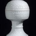 An imperial white-glazed 'dou' and cover, China, Qianlong six-character sealmarks and of the period