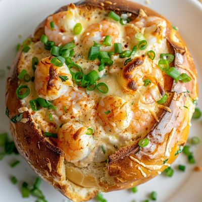 Bol de pain farci aux fruits de mer délicieusement fondant 🥖
