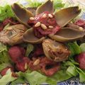 Salade aux magrets, tomates séchées et cœur d'artichauts