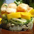 timbale de crevettes au gingembre en salade