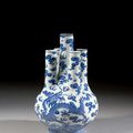 A five-neck blue and white porcelain vase, Qing dynasty, second half of 19th century