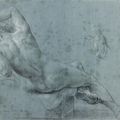 Attribué à Anton Raphaël MENGS (1728 - 1779) . Etude de nu pour un dieu-fleuve 