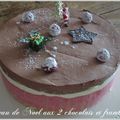 Bûche revisitée ou gateau de noel aux 2 chocolats et framboises...