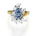 Rare Fancy Intense Blue Diamond and Diamond Ring