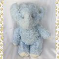 Doudou Peluche Eléphant Vintage Bleu Et Blanc Articulé Yeux Marron Créations Nounours