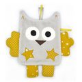 Doudou plat hibou gris jaune