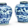 Two blue and white baluster jars, late Ming Dynasty