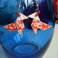 VENDUES - Origami - Boucles d'oreilles Cocottes rouges Hawaï