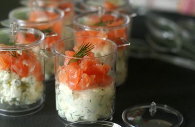 Verrines de cottage cheese et saumon fumé