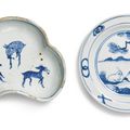 Two blue and white kosometsuke dishes, Ming dynasty, Tianqi period (1621-1627)