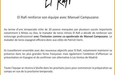 El Rafi renforce son équipe avec Manuel Campuzano