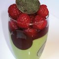 FACEFOOD : recette de la panacotta au thé vert macha et framboise