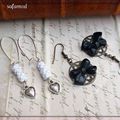 Lot 2 PAIRES de boucles d'oreilles soie et rubans noeuds