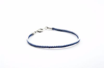Bracelet wrap chaîne à billes bleu - Blue ball chain wrap bracelet