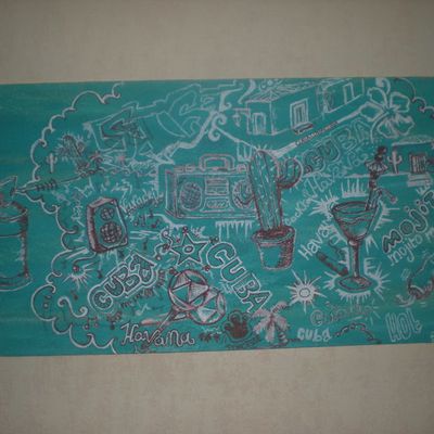 fiesta a cuba peinture acrylique sur toile 