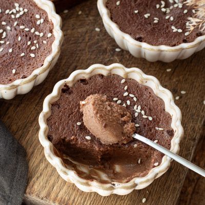 Flans chocolat-sésame #vapeurdouce #sansgluten #sanslactose #sanssucre