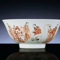A fine and very rare iron-red and black enamel decorated 'Immortals' bowl, Kangxi mark and of the period