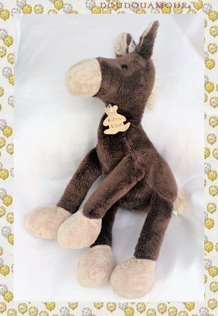 Doudou Peluche Cheval Poney Marron et Beige Histoires D'Ours