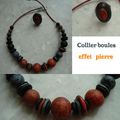 Collier boules effet pierre orangée