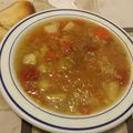 Potage au bouillon de pot au feu et chabrot