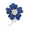 Platinum, Mystery-Set Sapphire and Diamond Flower Clip-Brooch, Van Cleef & Arpels