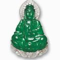 An impressive jadeite Guanyin pendant