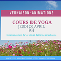 IMPORTANT : Un cours de Yoga le 20 avril à 9h