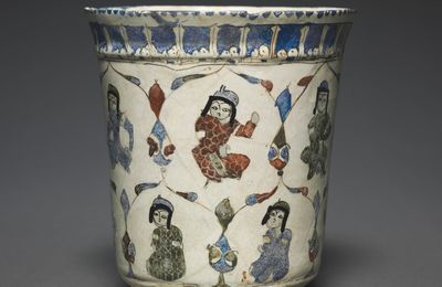 Mina'i Beaker with Seated Princes, 1180–1220, Iran, Kashan