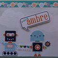 Carte d'anniversaire pour Ambre provenant du kit Mes amis robots