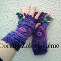 Mitaines violette femme laine faite-main, mitaines bohème * SHOP BOUTIQUE CORALIEZABO ETSY / CORALIE-ZABO-BOHEME UNGRANDMARCHÉ 