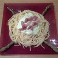 Spaghettis à la crème d'asperges et de parmesan