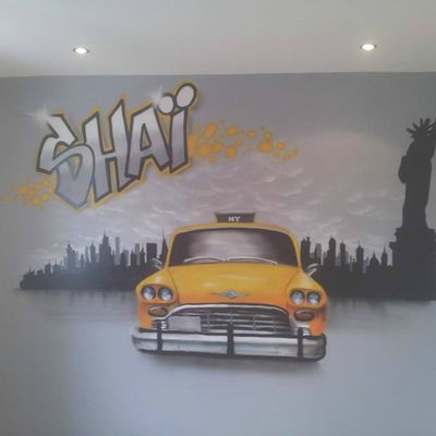 décoration graffiti art tag déco chambre swag graff prénom  New york