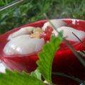 **Soupe Fraîche De Framboises Aux Lychees Et A L'Ananas Confit**