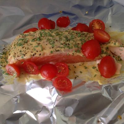 Papillote de saumon à la moutarde