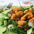 Salade de roquette et poulet frit