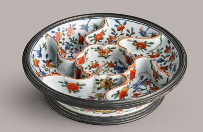 A metal-mounted wucai sweetmeat box, The porcelain mark and period of Wanli, the European mounts later