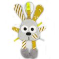 Doudou attache tétine lapin gris jaune