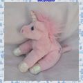 Peluche Doudou Licorne Assis Rose Broderie 3 Coeurs Importé Par GmbH A Suspendre