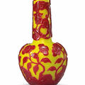 An opaque red-overlay yellow glass bottle vase, Qing dynasty, 18th-19th century