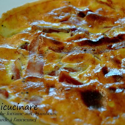 Tarte salée: Quiche lorraine aux 3 jambons, moutarde à l'ancienne.